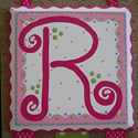 Scallop Border Hairbow Holder, with Monogram initial...click to enlarge